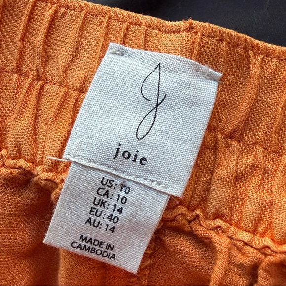 New Joie Orange High Waist Linen Shorts Size 10 - Picture 3 of 4